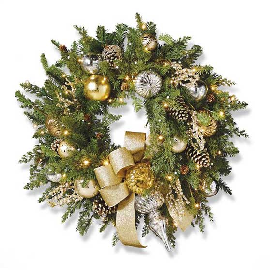 Frontgate Gold Rush Outdoor Cordless 30" Wreath christmas wreaths glamorous