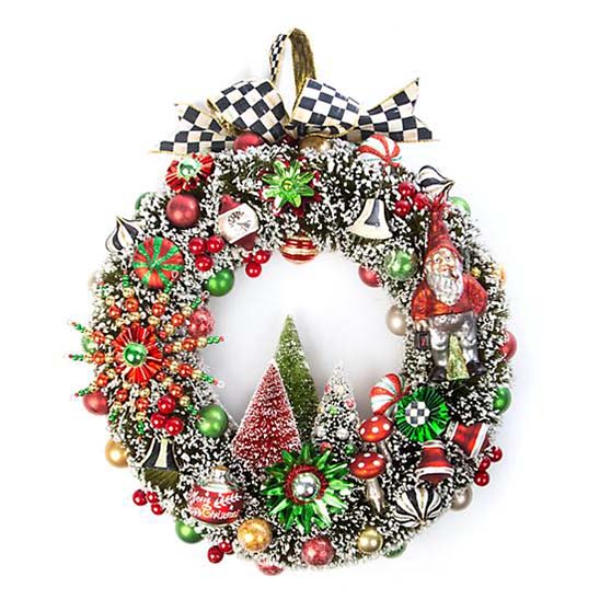 Mackenzie Childs Deck the Halls Nostalgia Wreath Red Green Courtly check glam christmas wreaths
