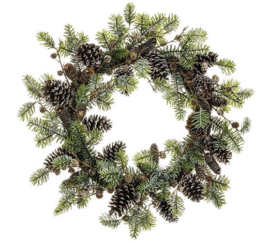 Pottery Barn 28" Artificial Pinecone And Norway Spruce Wreath modern holiday christmas wreaths