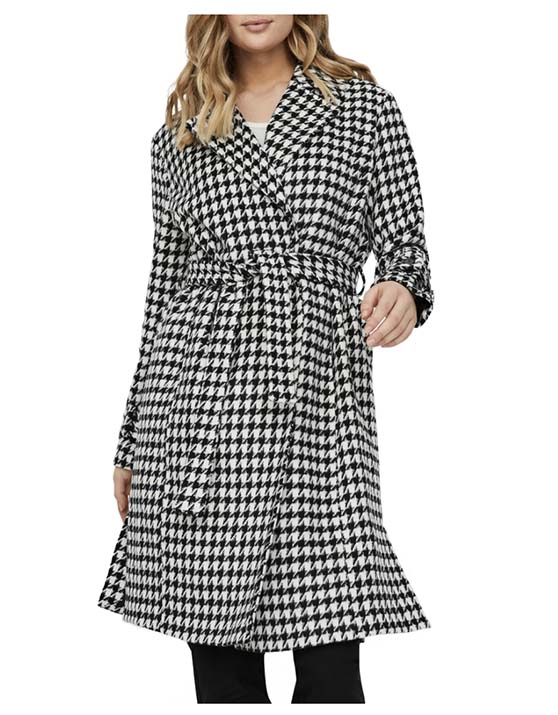 Vero Moda Maria Houndstooth Long Jacket Black and White Check classic coats women