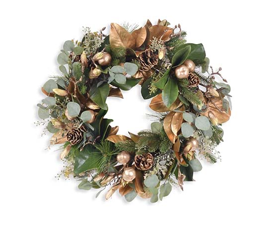 Pottery Barn Faux Golden Mix Wreath holiday wreath winter wreath elegant faux florals christmas