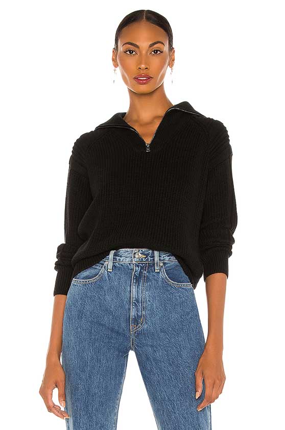 525 Half Zip Pullover Black half zip sweaters women fashion trend