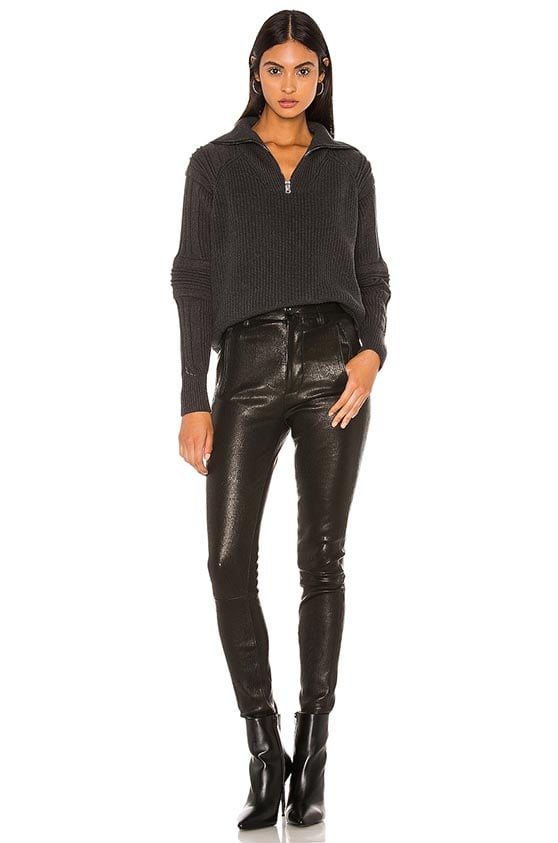 525 Half Zip-Up Pullover Onyx Melange half zip sweaters women fashion trend