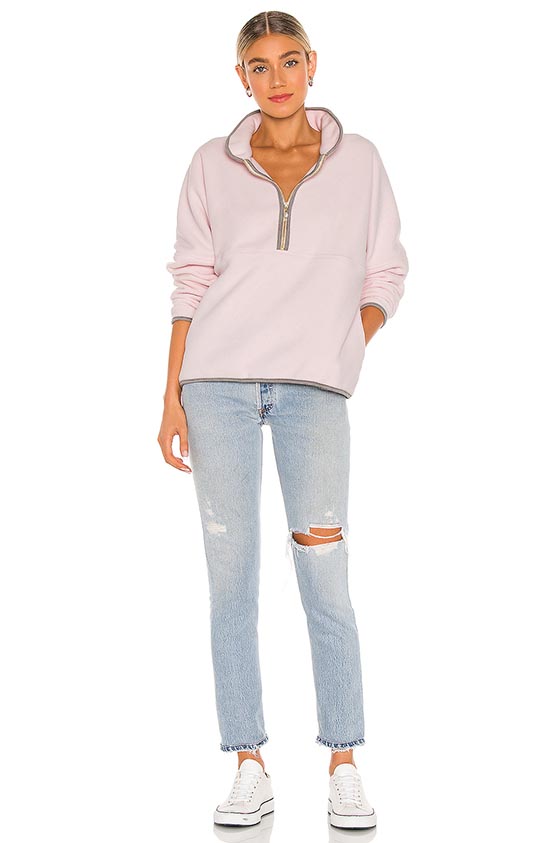 Donni. Polar Half Zip Pullover Rose Heather Grey fall winter cozy half zip sweater women fashion trend