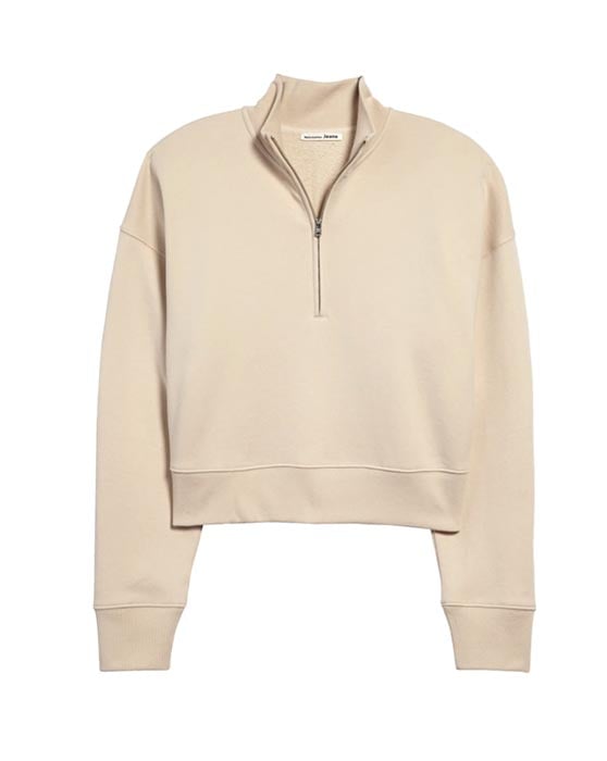 Reformation Marla Half Zip Sweatshirt Champagne half zip sweaters pullovers