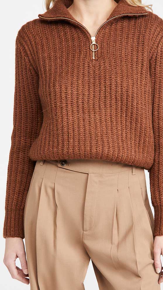 Scotch & Soda/Maison Scotch Half Zip Pullover Sweater Chestnut Melange pullovers women fashion trend