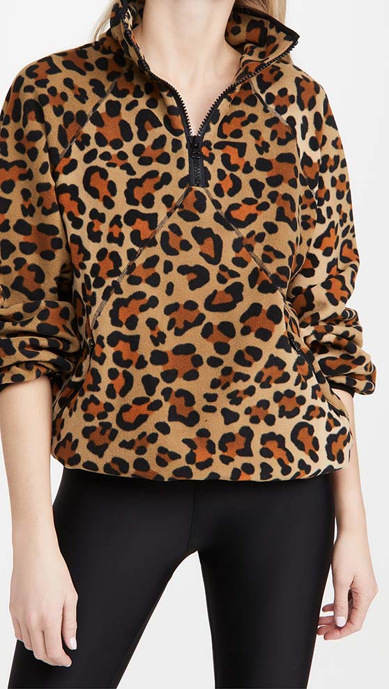 Terez Zip Fleece Pullover Leopard Goals half zip sweaters pullovers
