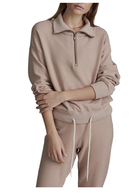 Varley Buckingham Half-Zip Sweatshirt Praline Ivory winter loungewear cozy sweaters 