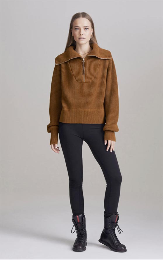 Varley Mentone Half Zip Pullover Sweater Pullover Monks Robe Brown holiday winter