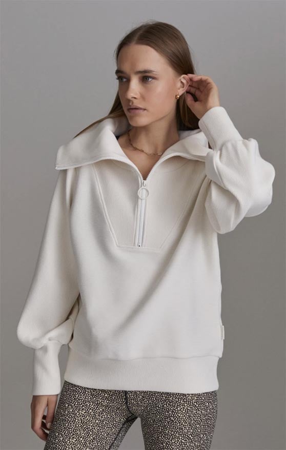 Varley Vine Ottoman Half Zip Pullover Eggnog half zip sweatshirts sweaters women fashion trend