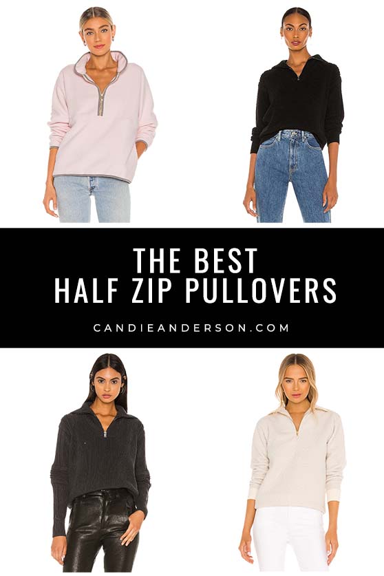Style expert, journalist and fashion blogger Candie Anderson of candieanderson.com has the scoop on 24 of the best half zip sweaters, pullovers and sweatshirts for women of all ages. She also shared tips on how to pair them with leggings, joggers, skirts, pants, and denim jeans this winter and during the holiday season.