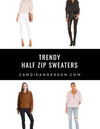 Style expert, journalist and fashion blogger Candie Anderson of candieanderson.com has the scoop on 24 trendy half zip sweaters in a variety of styles, colors, prints and price ranges. They're the best for winter 2020, 2021 and the holiday season!