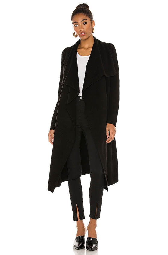 525 Belted Wrap Cardigan Black long cardigans