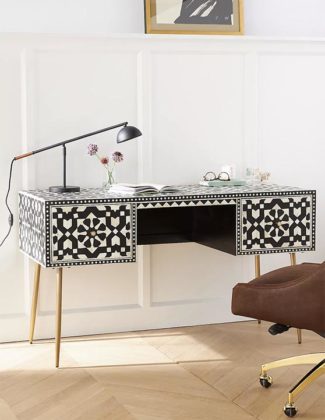 Moroccan Inlay Desk Black White anthropologie desks
