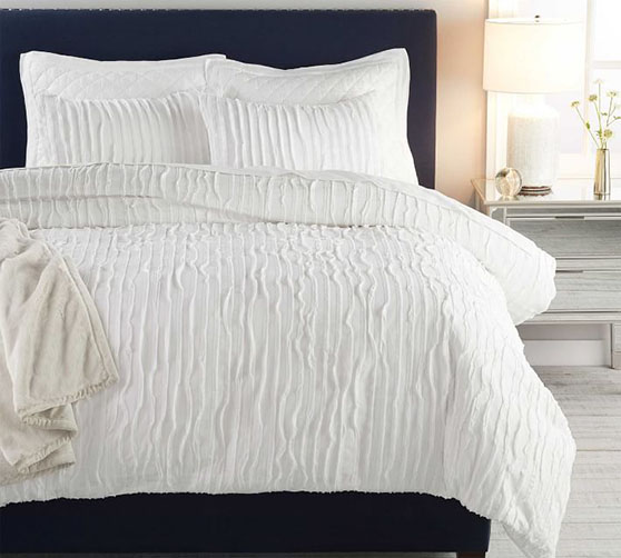 Pottery Barn Camille Duvet Cover & Shams white bedding