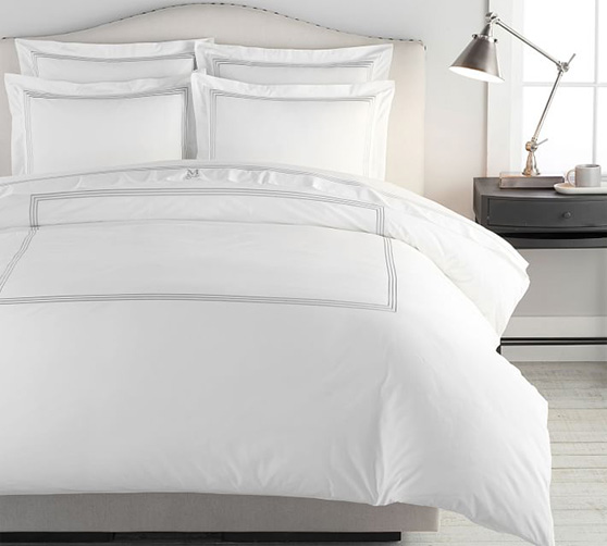 Pottery Barn Grand Organic Percale Duvet Cover & Shams white bedding