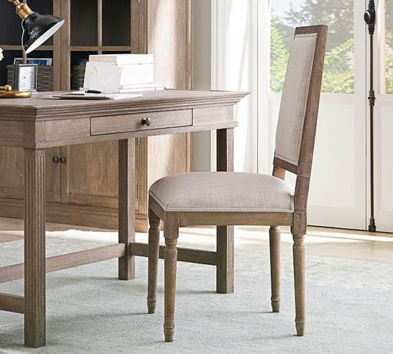 Pottery Barn Louis Square Desk Chair Gray Wash upholstered office chairs