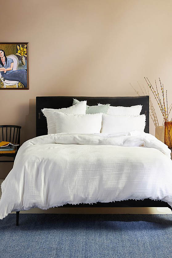 Reversible Airy Gauze Duvet Cover Anthropologie white bedding