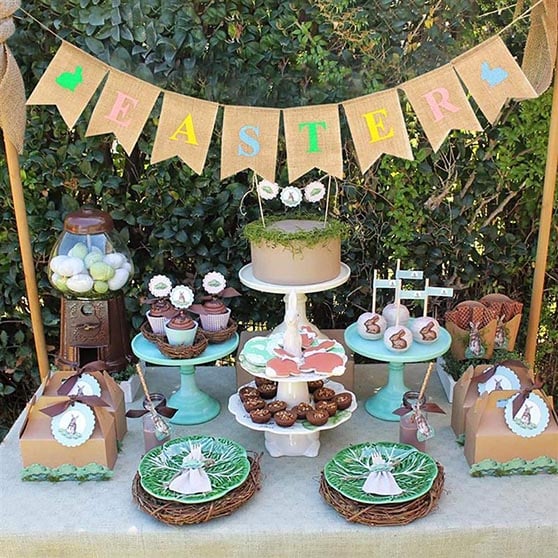 Genericaa Easter Burlap Banner Multicolor Pastels Bunny easter garlands