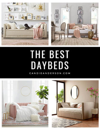 Lifestyle expert, journalist and interior design blogger Candie Anderson of candieanderson.com has the scoop on 30 of the best daybeds in every top interior design style, and trend. They are perfect for your guest bedroom, living room, home office and more.