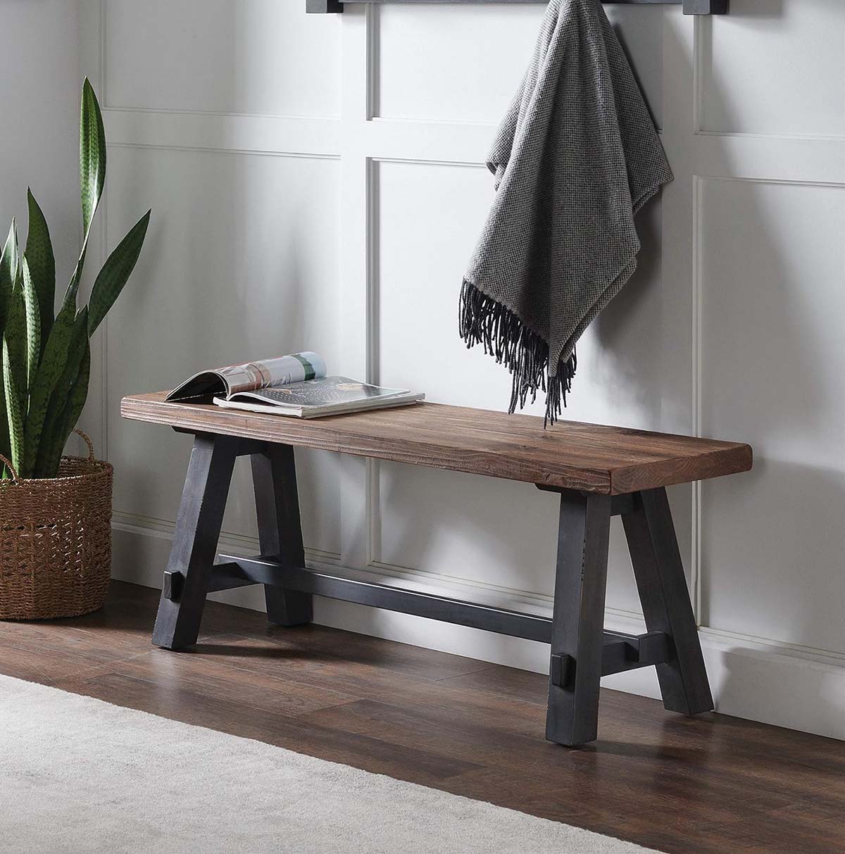 Alaterre Furniture Adam 48" L Solid Wood Bench best rustic entryway benches