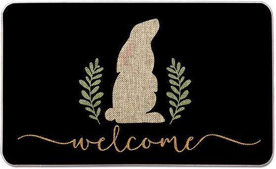 Artoid Mode Rabbit Welcome Mat Black easter doormats
