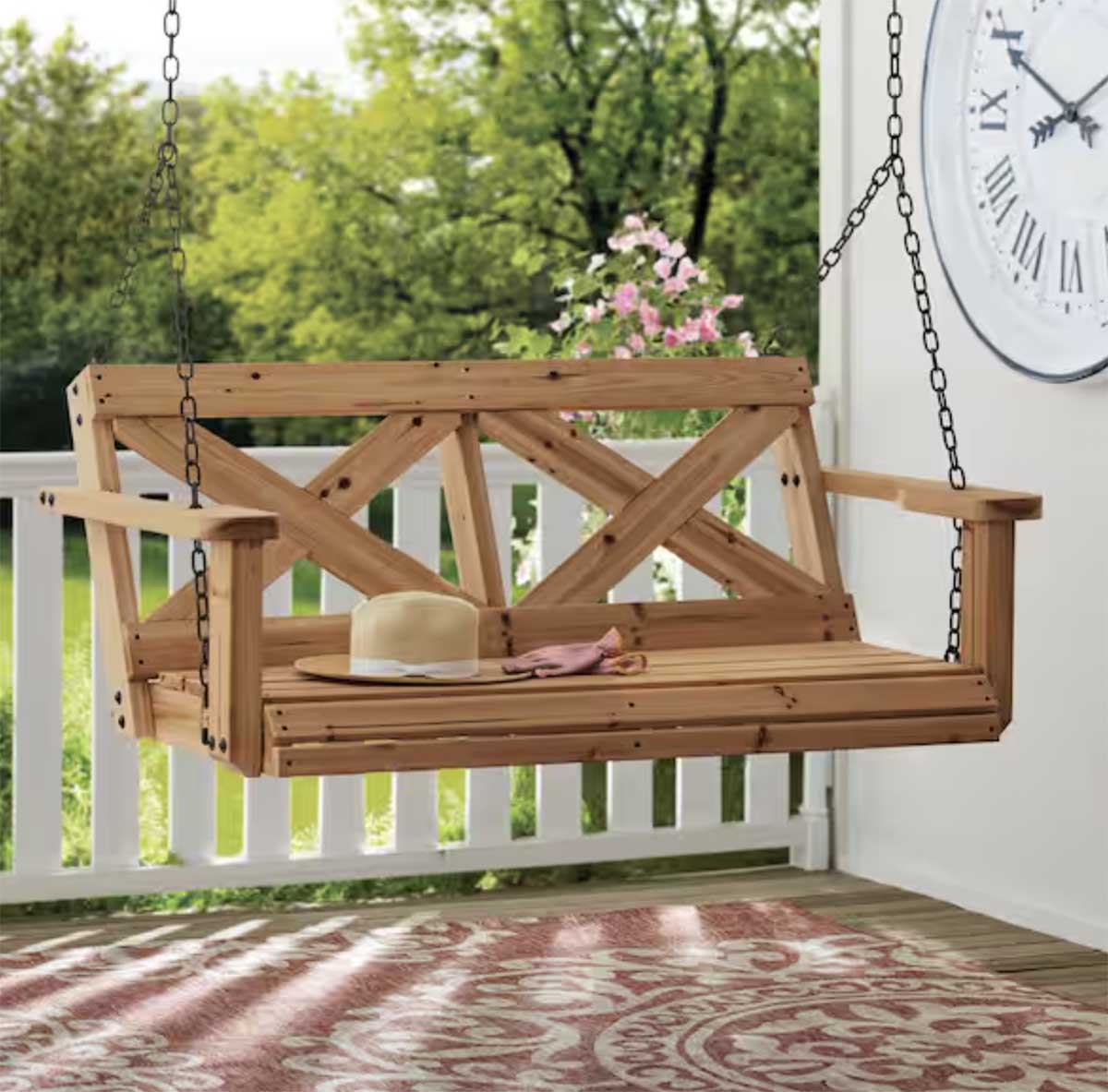 Backyard Discovery Farmhouse Cedar Porch Swing best outdoor porch swings patio