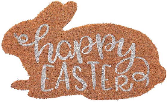 Fun Express Store Easter Bunny Shaped Natural Coir Door Mat - 29 inch x 18 inch easter doormats