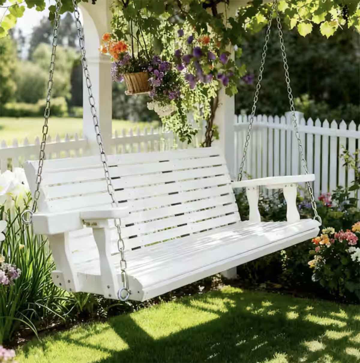Innovaze 3-Person Wood Porch Swing White best porch swings patio
