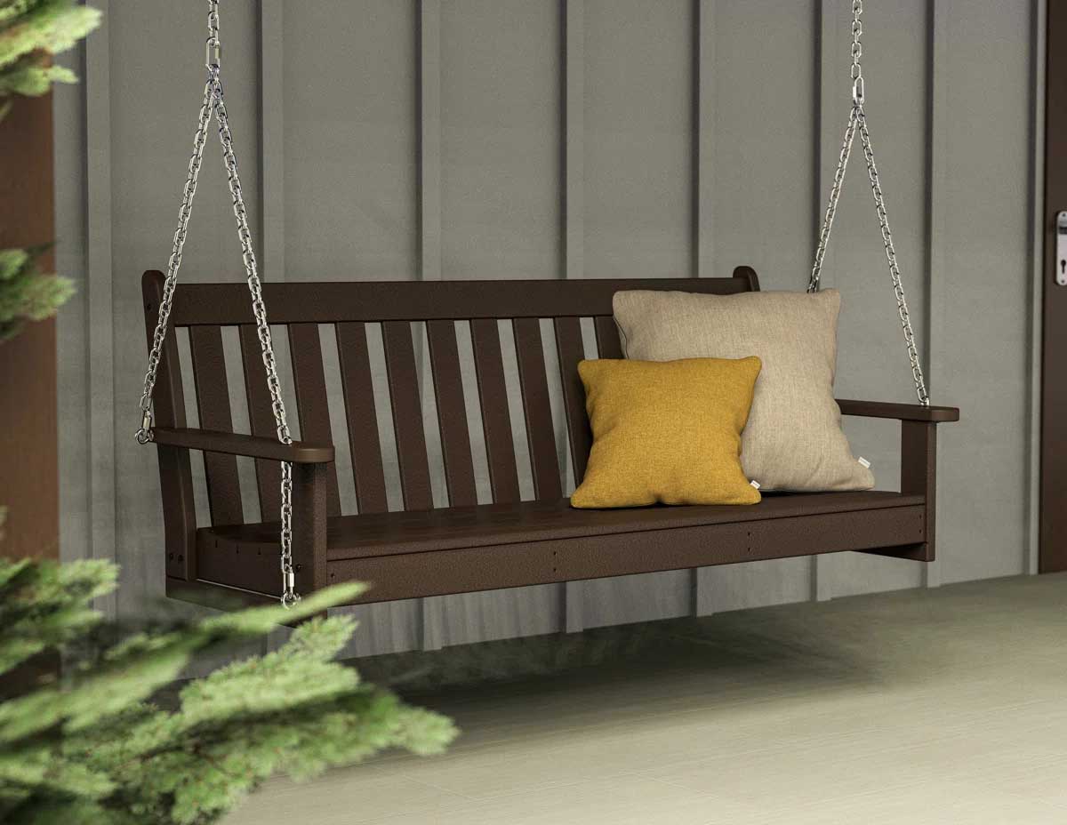 POLYWOOD Vineyard 60.5 Porch Swing Mahogany best porch swings patio
