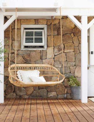 Serena and Lily Hanging Rattan Bench porch swings