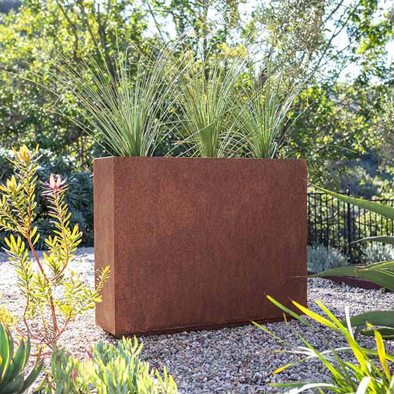 Veradek Corten Steel Tall Planter West Elm outdoor planters