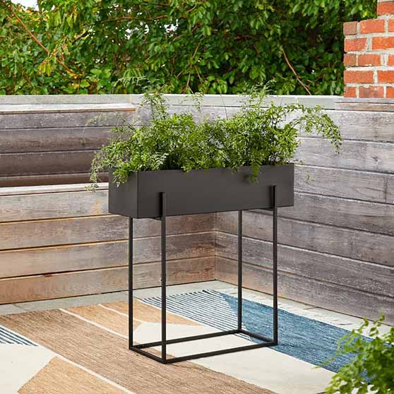 West Elm Streamline Planter Antique Bronze outdoor planters