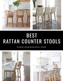 Lifestyle expert, journalist and interior design blogger Candie Anderson of candieanderson.com has the scoop on 26 of the best rattan counter stools in every top interior design trend - from traditional to classic, coastal, contemporary, French bistro, Parisian, farmhouse, modern and more!