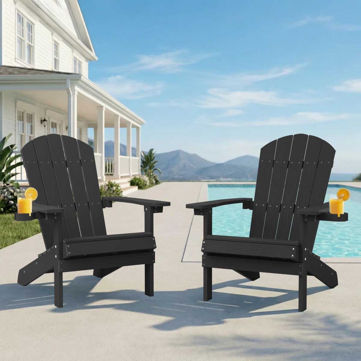 Latitude Run Adirondack Chair Set Black best adirondack chairs