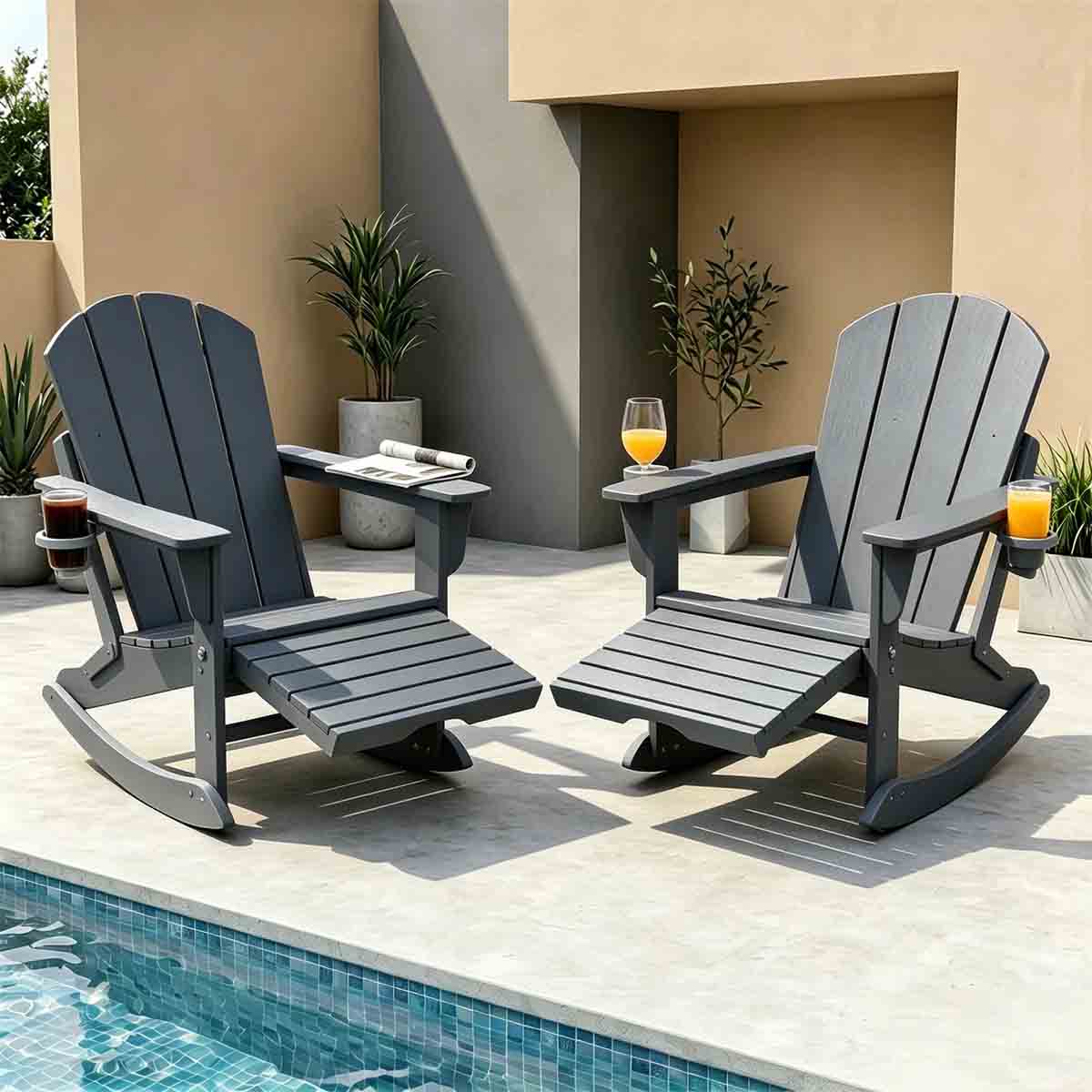 Latitude Run Adirondack Rocking Chair Set with Retractable Ottoman best adirondack chairs