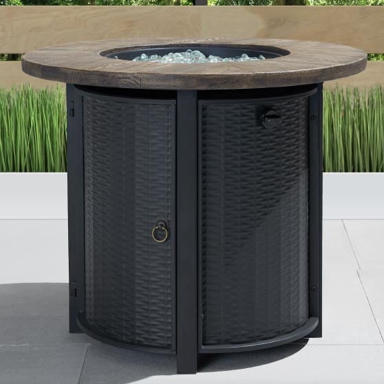 Latitude Run Farlend Steel Propane Fire Pit Table Espresso fire pit tables