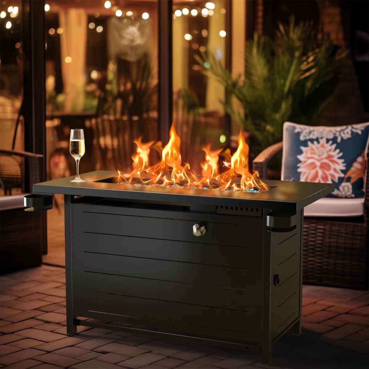 Latitude Run Laurean Propane Fire Table best fire pit tables