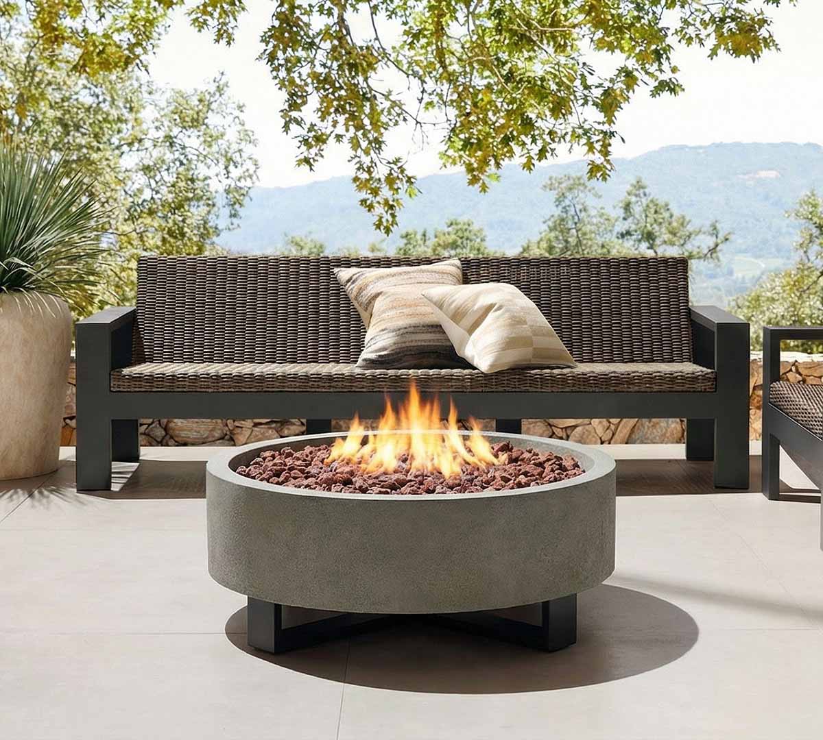 Pottery Barn Elmwood Concrete Round Propane Fire Pit (40) best fire pit tables