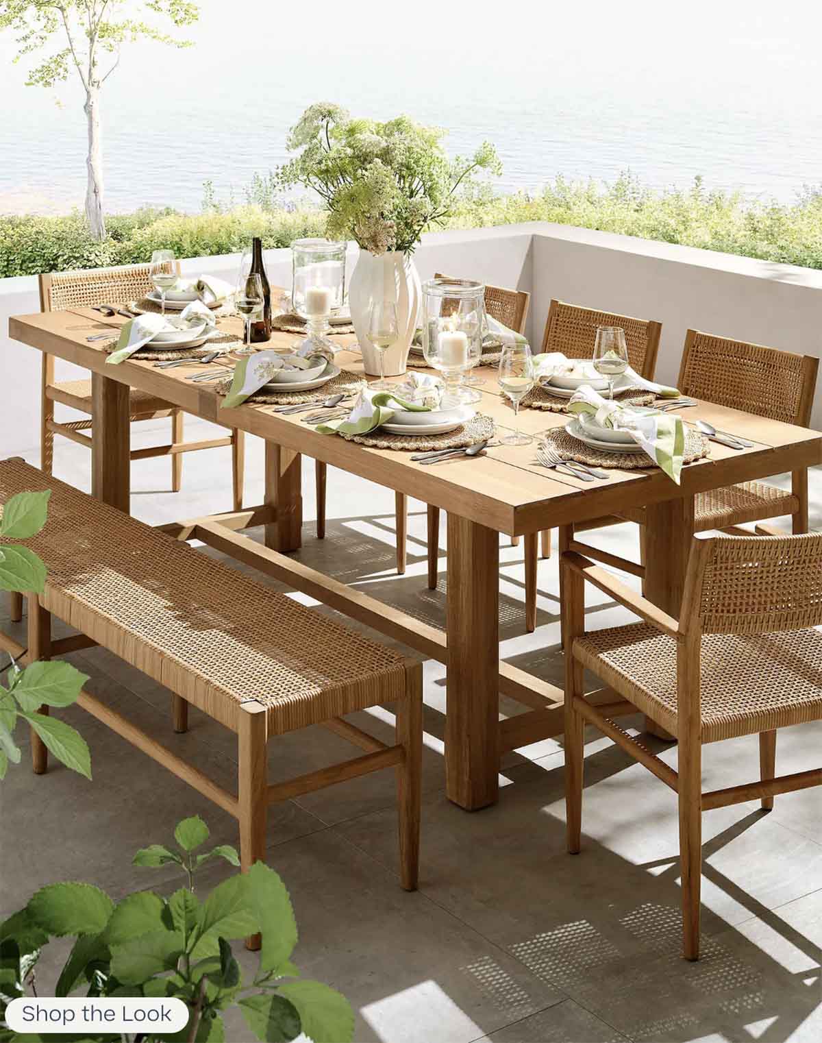 Serena and Lily Augustine Teak Dining Table teak outdoor dining tables