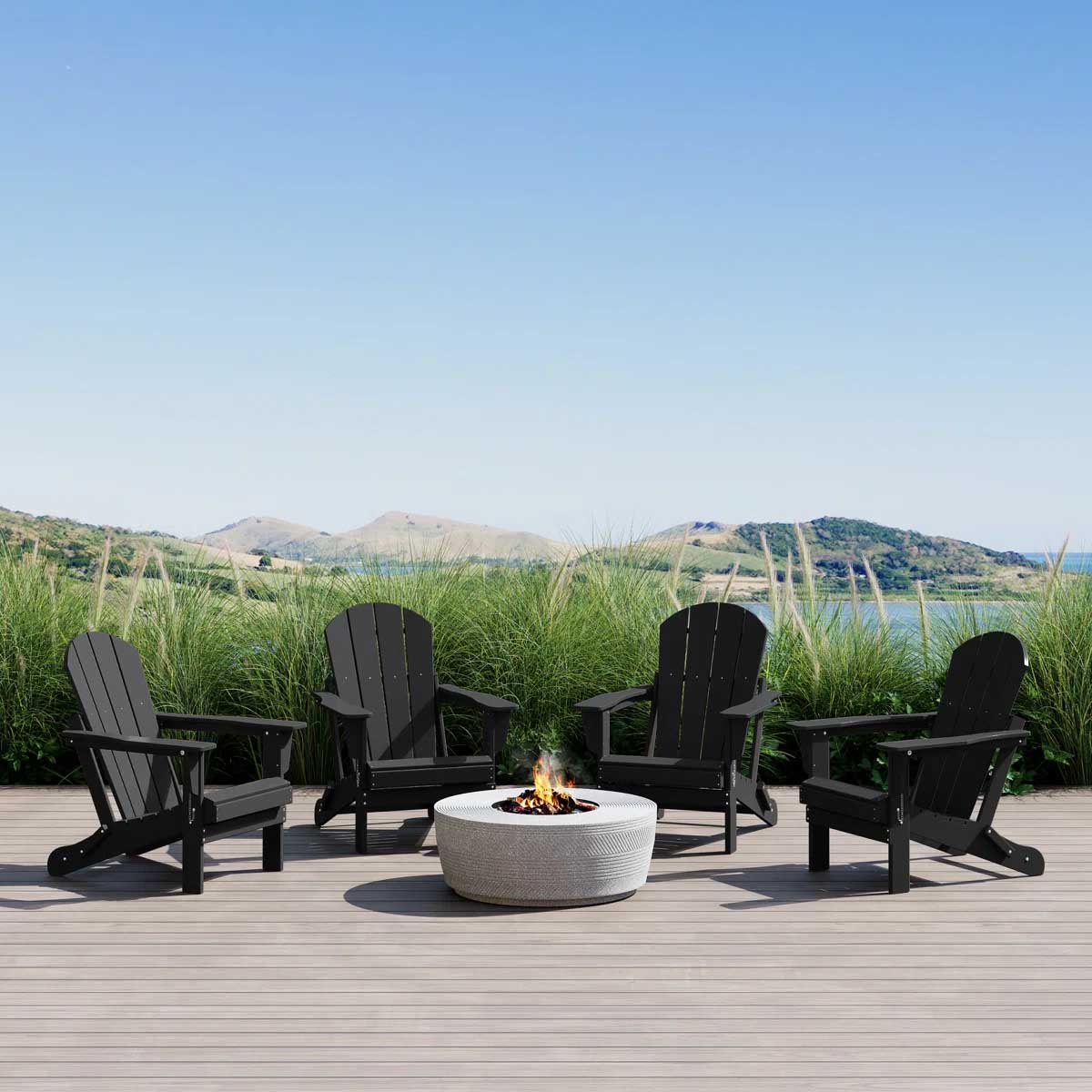 Wade Logan Laguna HDPE Folding Adirondack Chair (Set of 4) Black best adirondack chairs