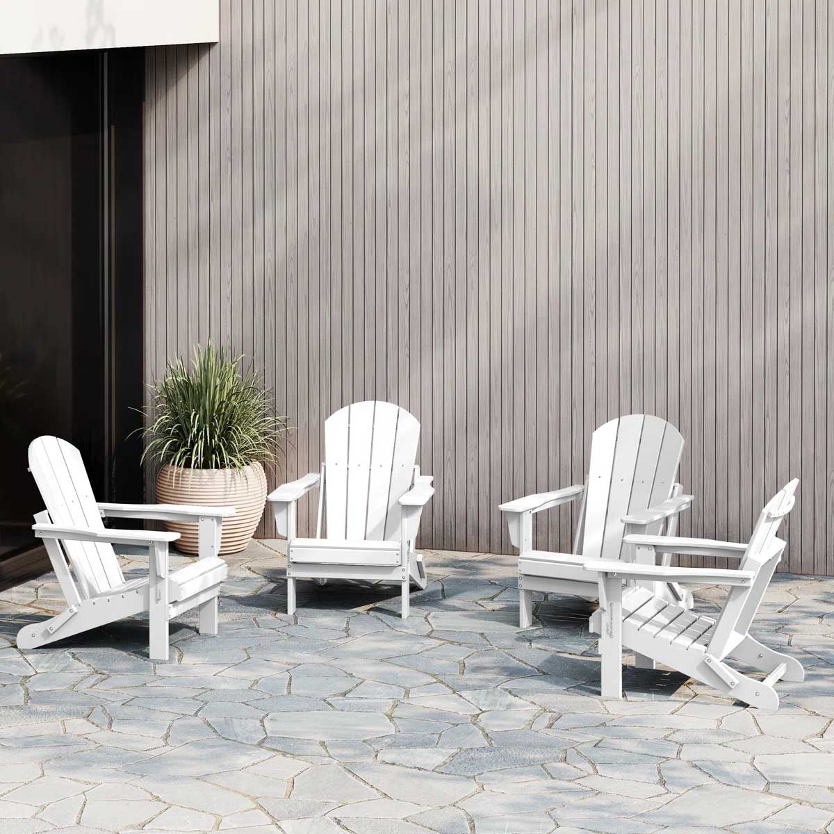 Wade Logan Laguna HDPE Folding Adirondack Chair (Set of 4) White best adirondack chairs