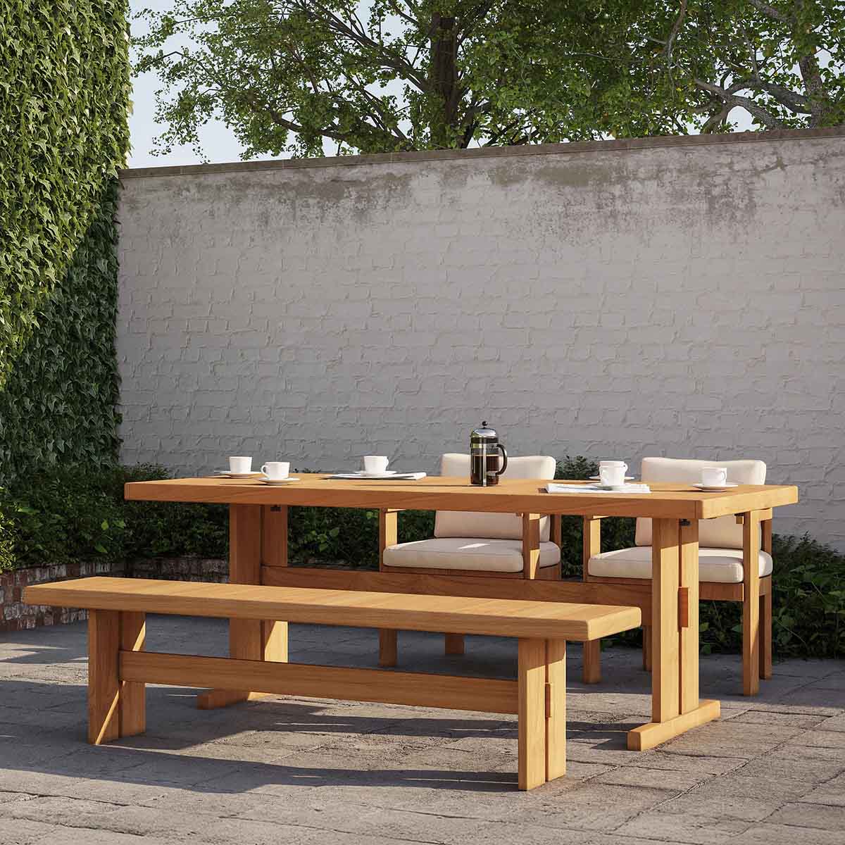 West Elm Monterey Outdoor Teak Extendable Dining Table (77"–107") best teak outdoor dining tables