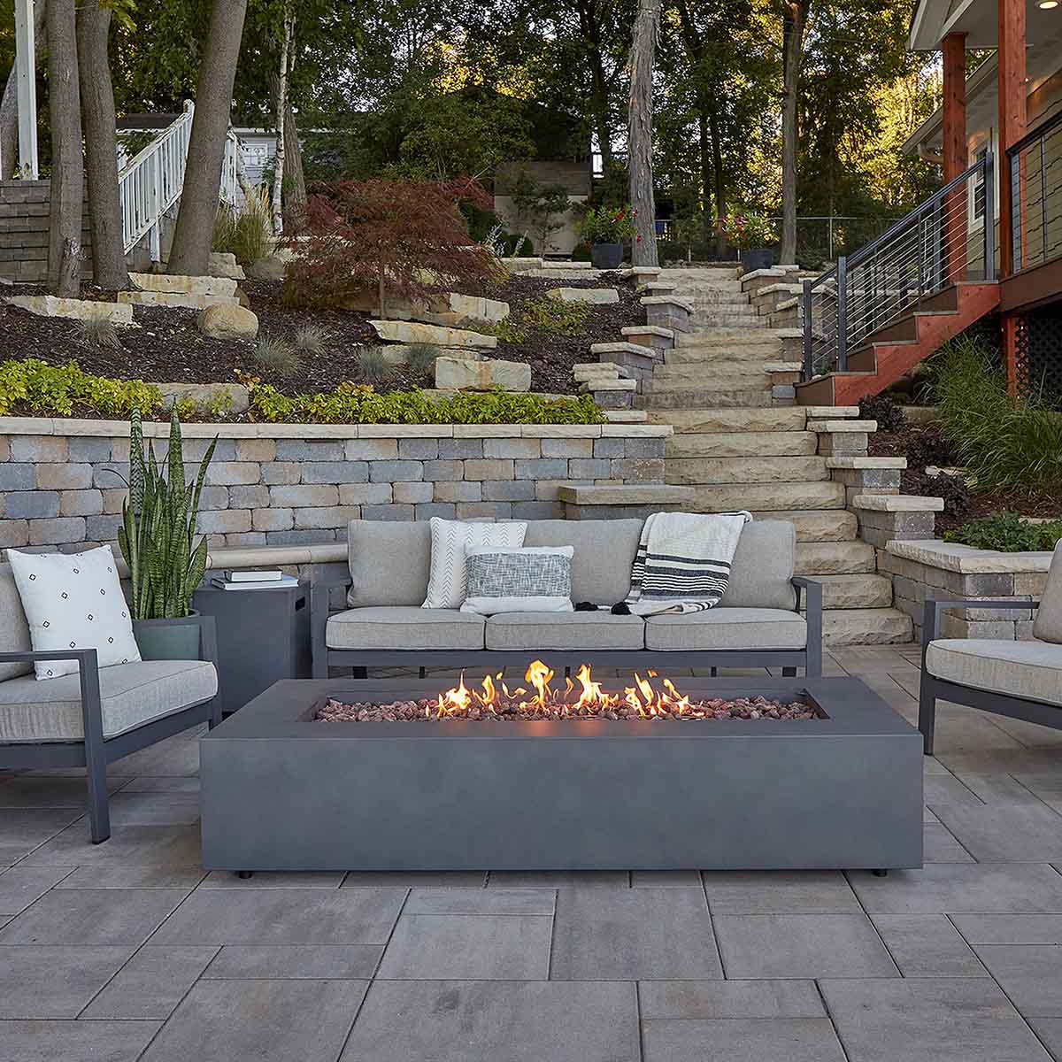 West Elm Rutland Rectangle Fire Pit Table patio best fire pit tables