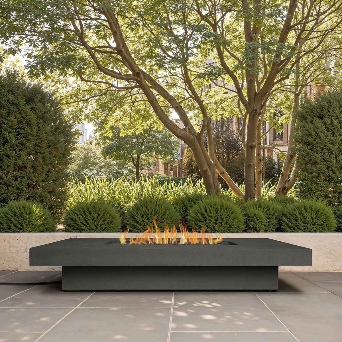 West Elm Sutton Concrete Lipped Rectangle Fire Table Carbon best fire pit tables