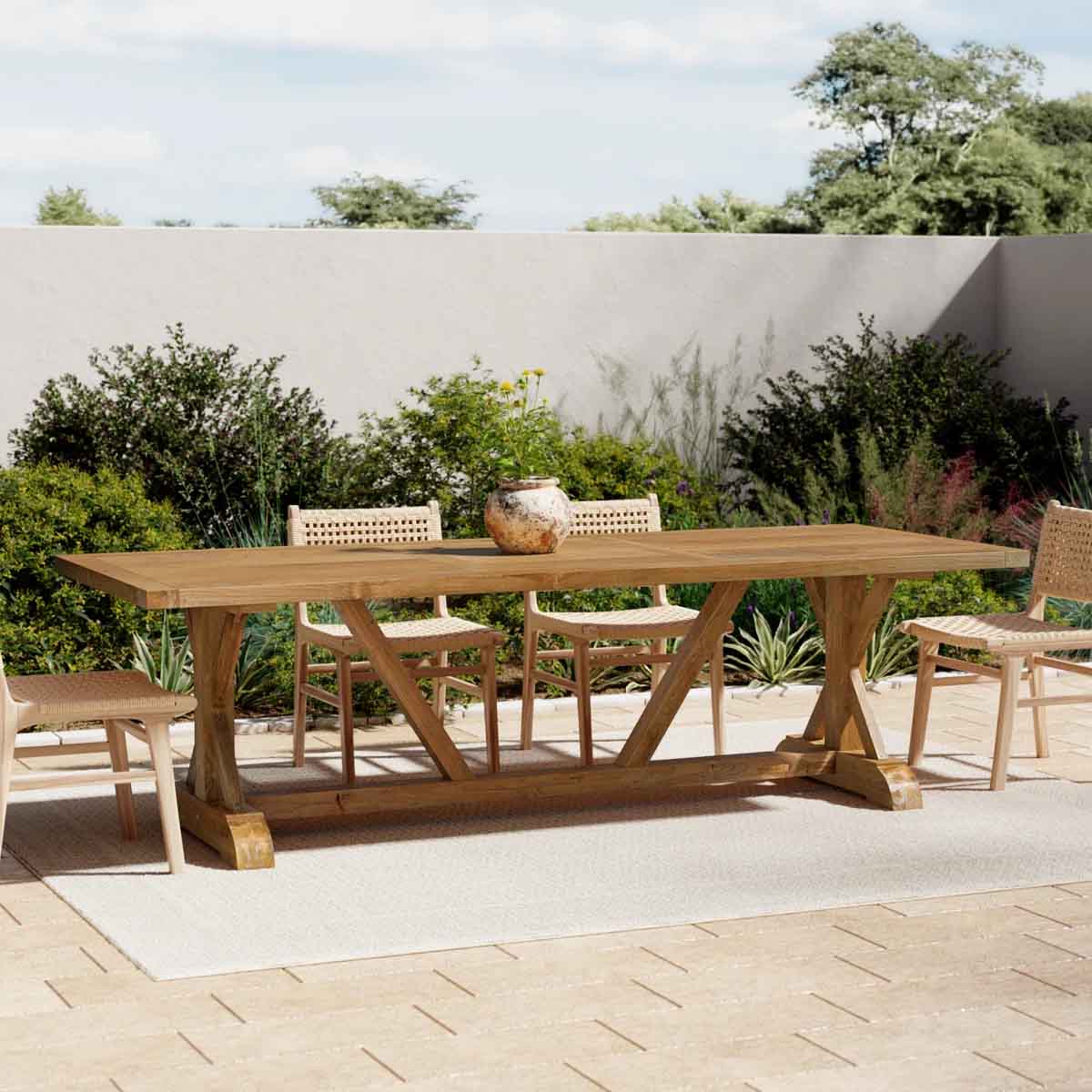Wildon Home Matherville 10-Person Teak Dining Table best teak outdoor dining tables