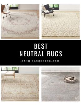 Neutral rugs are a top interior design trend! Lifestyle expert, journalist and interior design blogger Candie Anderson of candieanderson.com has the scoop on 25 of the best neutral rugs in every top design, style and trend! They're perfect for your bedroom, living room, dining room, entryway, kitchen, home office and more!