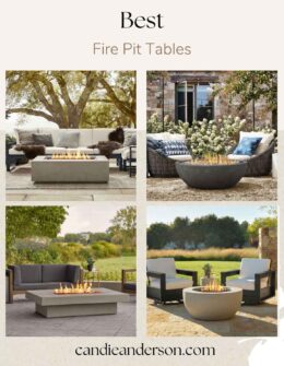 Lifestyle expert, journalist and interior design blogger Candie Anderson of candieanderson.com shares the best fire pit tables for outdoor entertaining!
