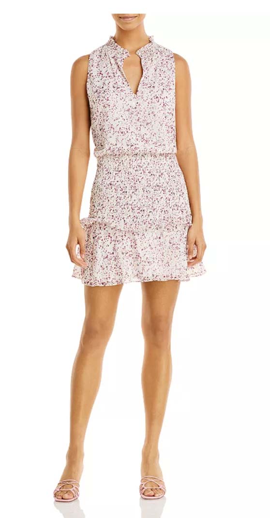 AQUA Smocked Mini Dress Pink Multi wedding guest dresses