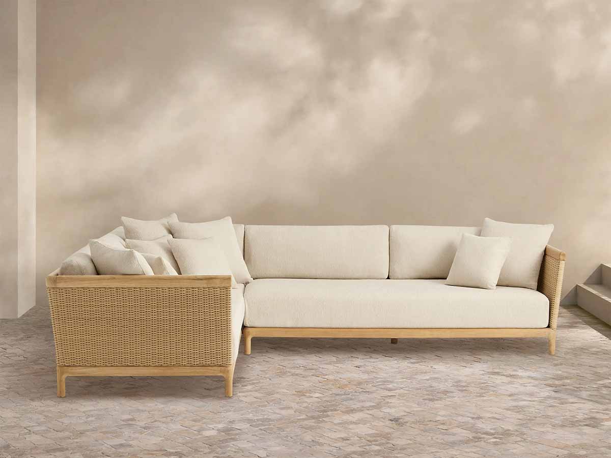 Arhaus Puglia Outdoor Teak Two-Piece Sectional best outdoor teak sectionals